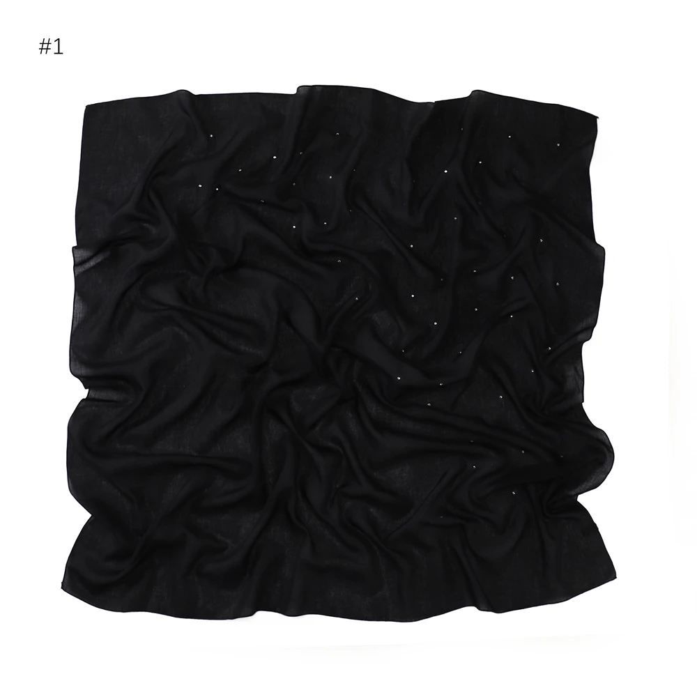 Viscose 110X110CM Bubble Square Hijab Scarf Gold Glitter Muslim Women Turban Summer Rhinestone Headwrap Islamic Bead Heascarf smile