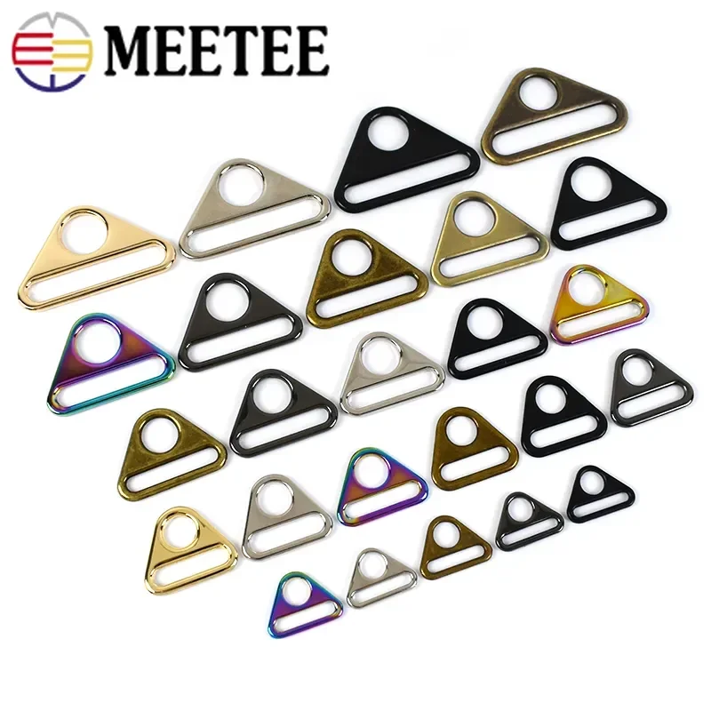 5/10Pcs Meetee 20-50mm Metal Triangle Ring Buckle Bag Strap Anti-slip Adjust Slider Clasp Bikini Connect Hook Sewing Accessories