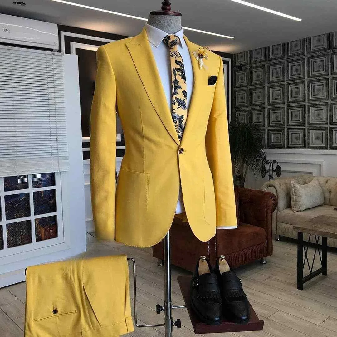 Blue Casual Men Royal Suits Slim Fit 2 Pieces Male Suits Groomsmen Bridegroom Wedding Tuxedos Blazer Pants Costume Homme smile