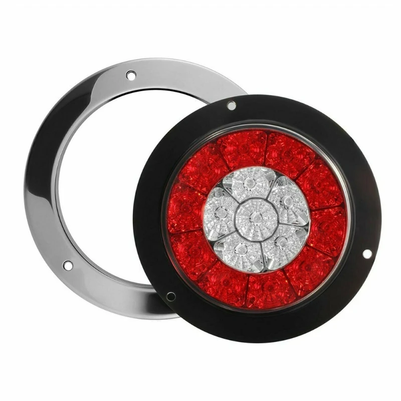 MK-127 Round 16LED Truck Trailer Cargo Tail Stop Brake Taillights Running Turn Signal Lights Waterproof 12-24V 2 Pieces
