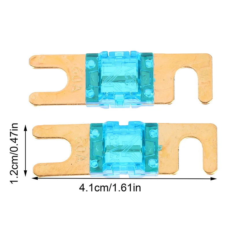 2 Pcs Gold Plated Stud Car Fuses Mini Car Audio Fuse 20A 30A 40A 50A 60A 70A 80A 100A 120A 125A 150A 175A 200A 32V Auto Fuse