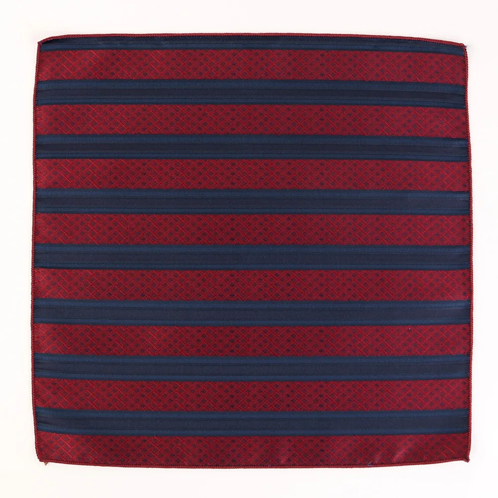 Wine Polyester HUISHI Red Silk Pocket Square Handkerchiefs For Men Women 25.5*25.5cm Solid Color Stripe Square Breast Towel smile 25.5*25.5cm