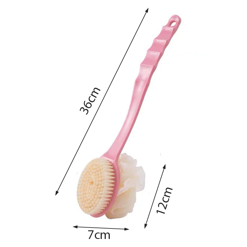 Long-handled Scrubbing Artifact Brush Bath Scrubbing Towel Household Bathroom Supplies Soft Hair Bathing Back Scrubbing Brush smile