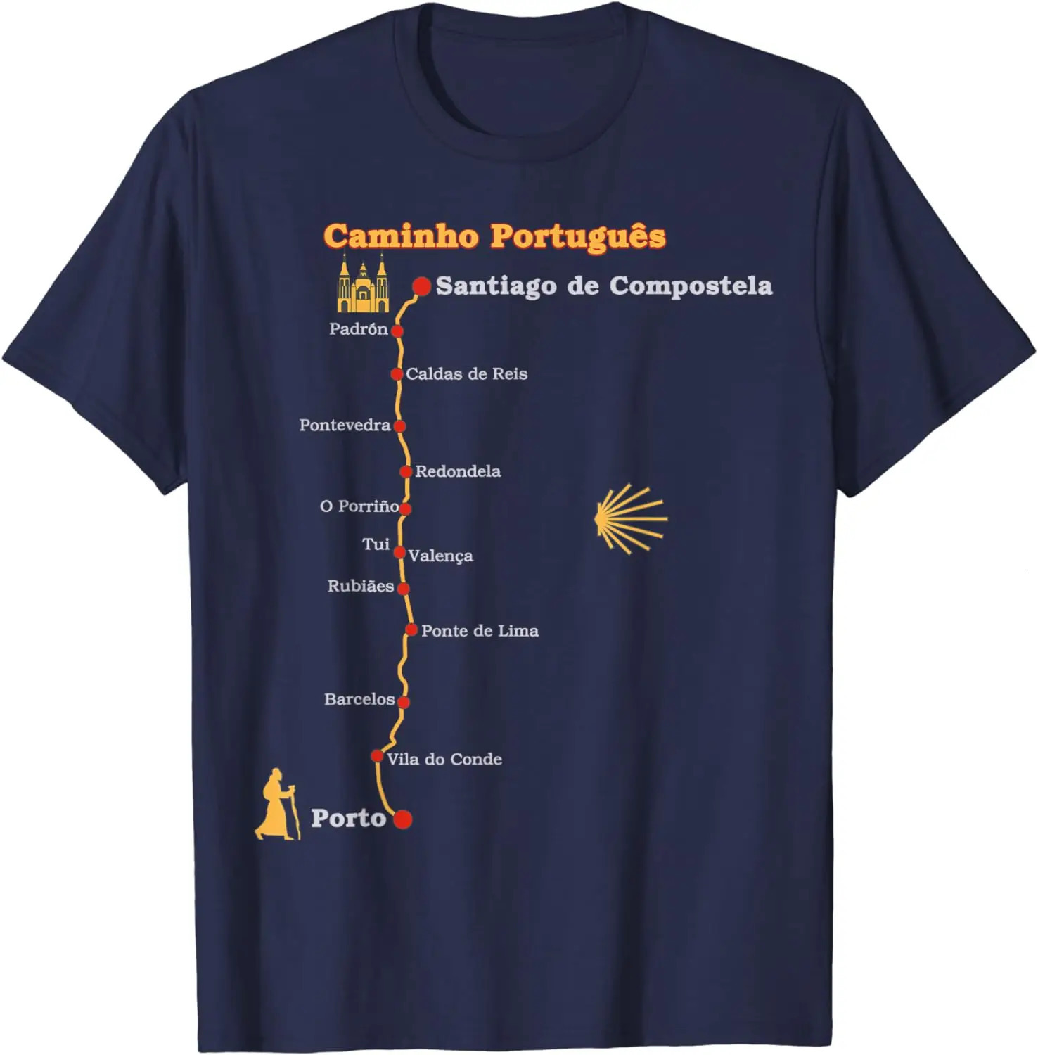 Route Caminho Santiago Camino Portugues TShirt 240409