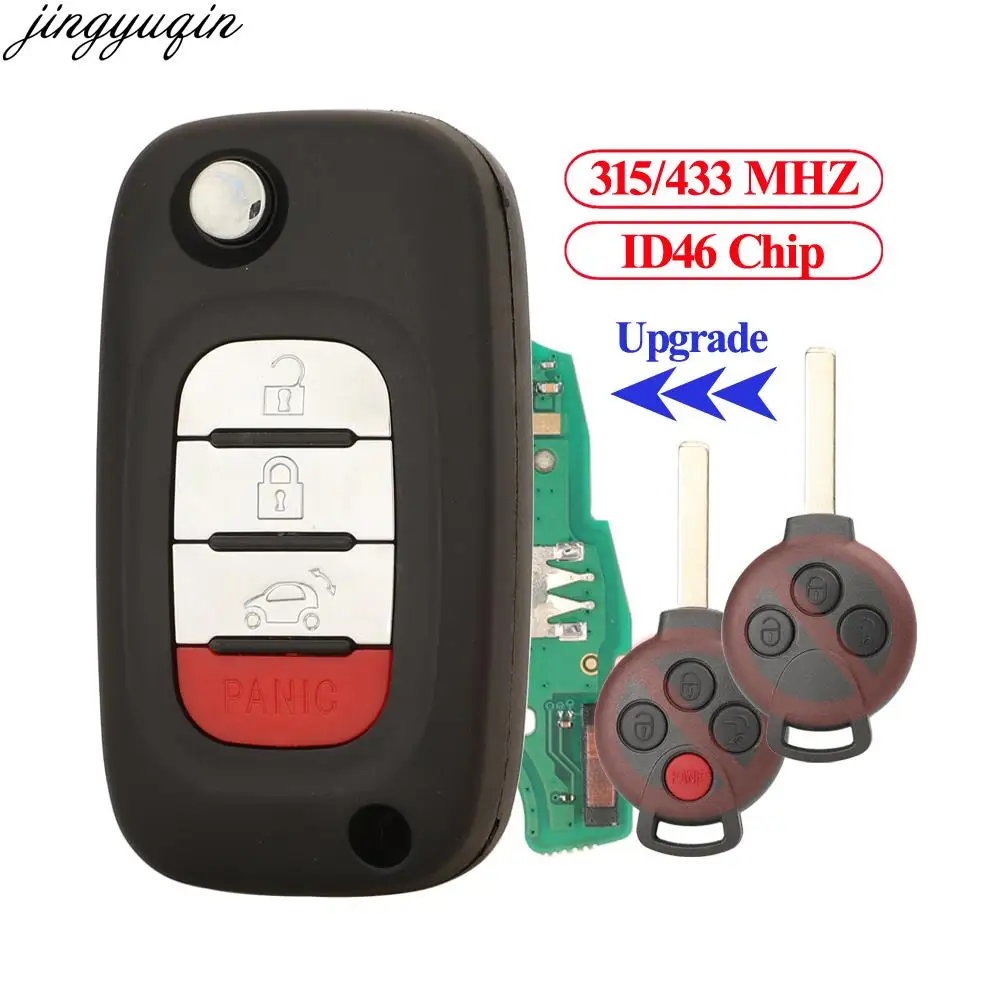 Car Jingyuqin Key Remote Alarm 315/433Mhz ID46 PCF7941 Chip For Mercedes Benz Smart Fortwo 453 Forfour 2015 2016 2017 OEM 4BS smile