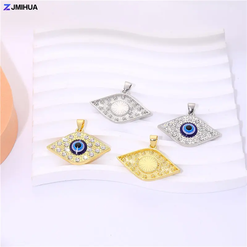 Blue Crystal Turkish Charms Evil Eye Pendants For Jewelry Making Findings DIY Designer Necklaces Earrings Supplies Accessories smile