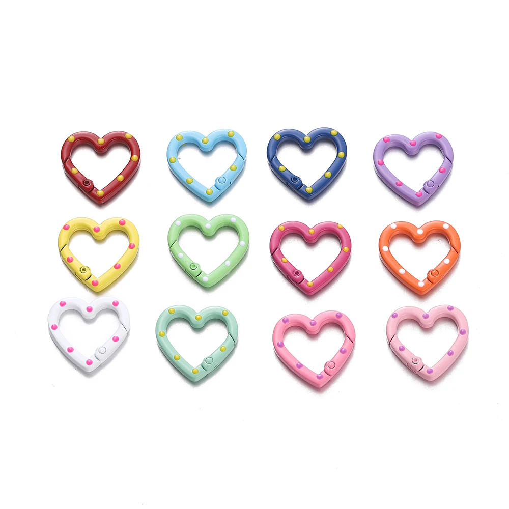 Metal Alloy Heart 5Pcs/Lot Ring Spring Clasp Carabiner Keychain Clips Hook Dog Chain Diy ddmysmile Jewelry Buckle Connector Supplies Smile