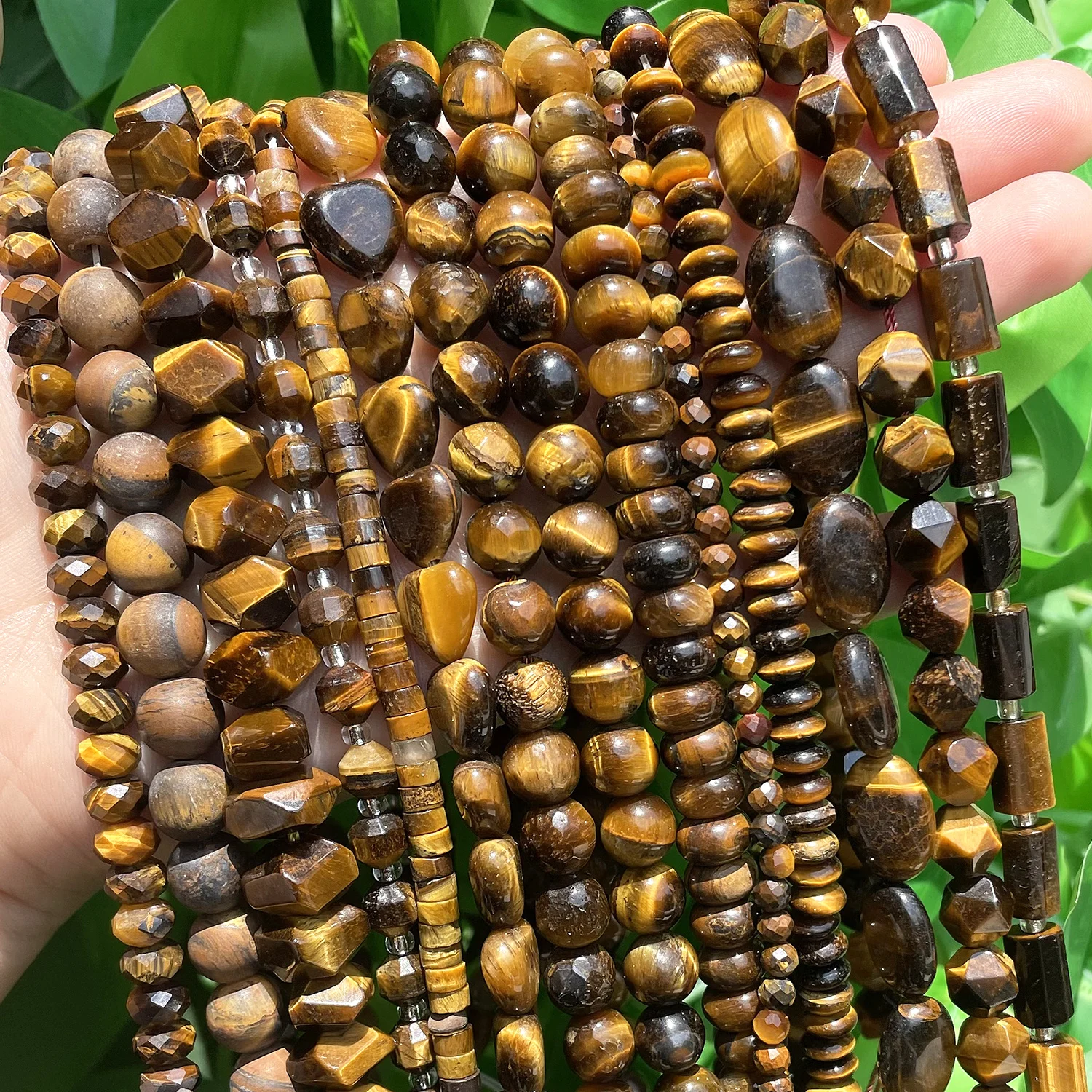 Natural Yellow Tiger Eye Stone Beads Round Multiple Rondelle Cube Faceted Heart Loose Beads DIY Jewelry Making Handmade Bracelet