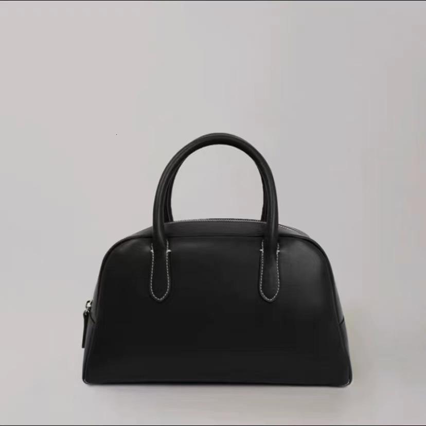 Women's Suede Cowhide Bowg Boston Korean Niche Classic Style Genuine Leather Ladies Handle Bag Genuine Leather Zipper Style BagVoyage