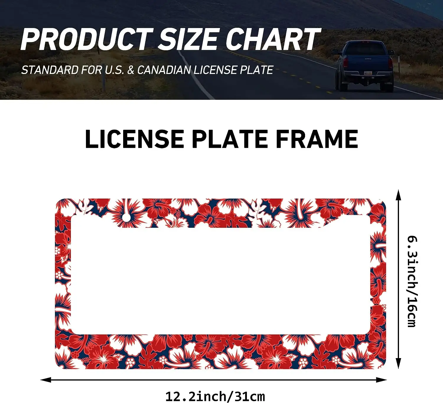 Flowers Red Hawaii Hibiscus License Plate Frame Floral License Plate ddmysmile Frames Car Accessories Cover Holder Standard Smile