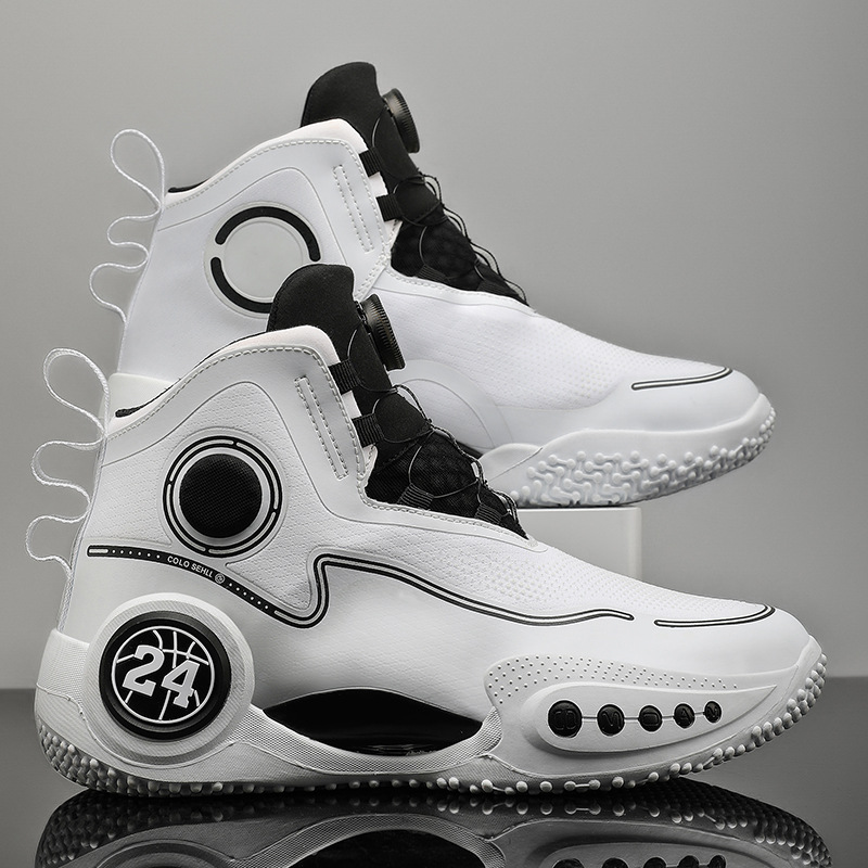 High-top Men Basketball Shoes Kids Rotating Button Basket Boots Brand Design Sneakers Men Outdoor Basketball Training Shoes Male Shoes Free shipping