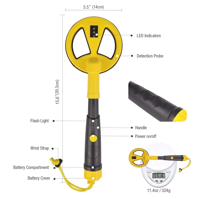 Fully Waterproof Underwater Metal Detector MD-780 for Kids and Adults Diving Mini Handheld Pinpointer Probe with LED
