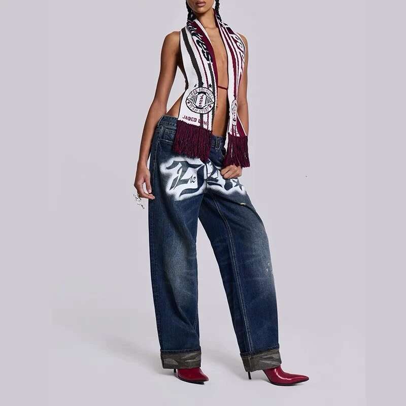 Jaded London Joint White Printed Jeans Closed Straight Leg Trousers With Camouflage Print