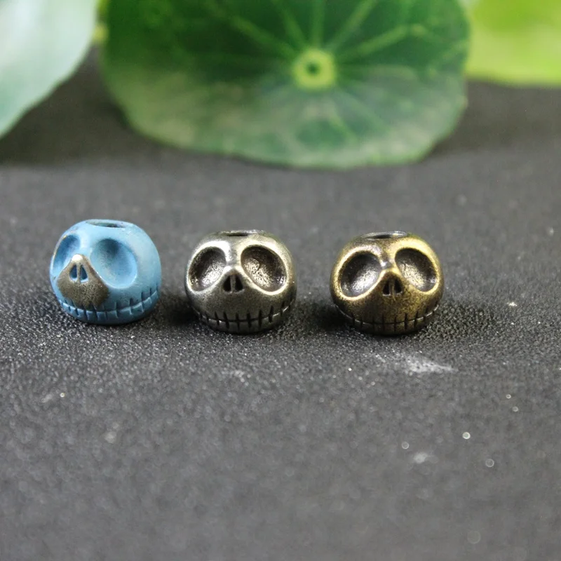 Head ddmysmile Skull Punk Pumpkin Brass Knife Beads Umbrella Rope Cord Outdoor Woven Lanyard Pendant EDC Paracord DIY Handmade Accessories Smile