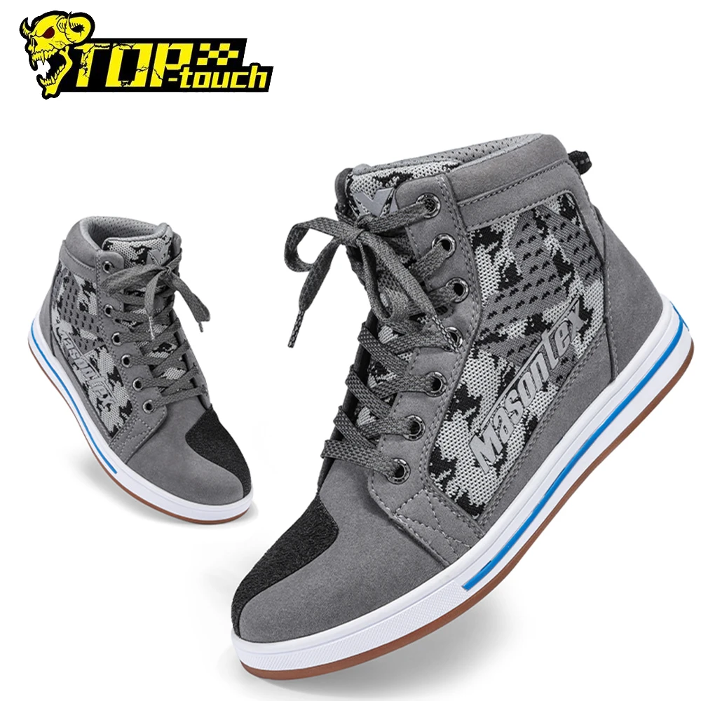 Boots Women Breathable Motorcycle ddmysmile Motorcycle Shoes Casual Botas Moto Motorbike Boots Reflective Shoe Laces Street Racing Boots Smile