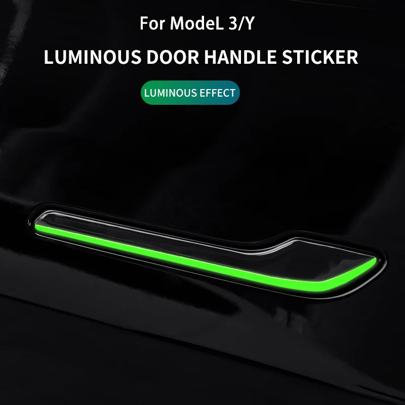 Model 3 Tesla For 2018-2023 2024/Model Y Night Light Door Handle Protector ddmysmile Luminous Handle Sticker Car Exterior Accessories Smile 2024/