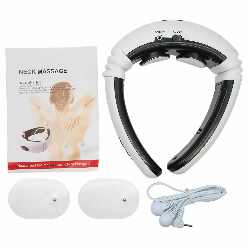 Electric Neck Massager & Pulse Back Shoulder Massage Machine Far Infrared Heating Pain Relief Tool Health Care Body Relaxation