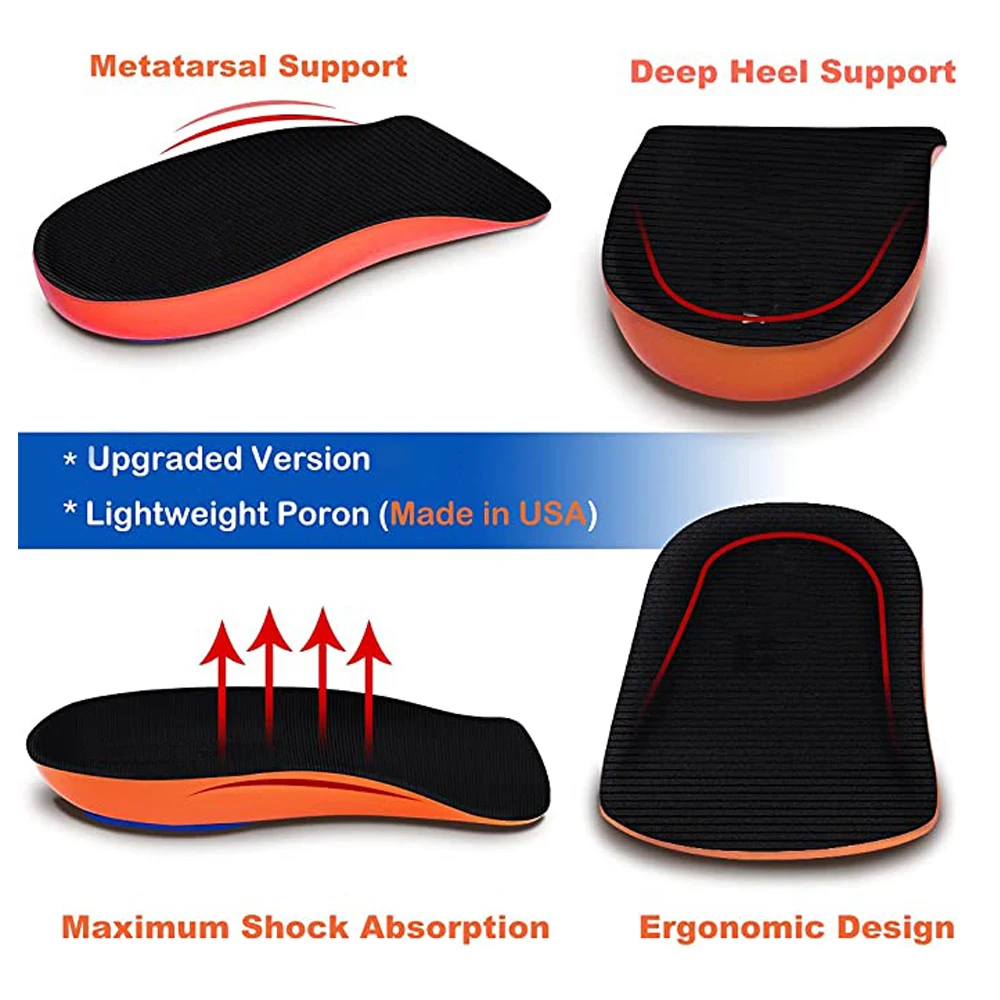 Sport Orthopedic Insoles for Plantar Fasciitis Orthotics Flat Feet Arch Support Insoles Heel Spur Treatment Pain Relief Shoe Pad smile