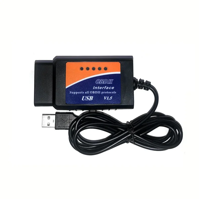 New OBD2 Diagnostic Tool 2025 ELM327 USB V1.5 Plastic Auto new Cable Interface OBDII CAN-BUS Code Reader ELM 327 1.5 PC Connection
