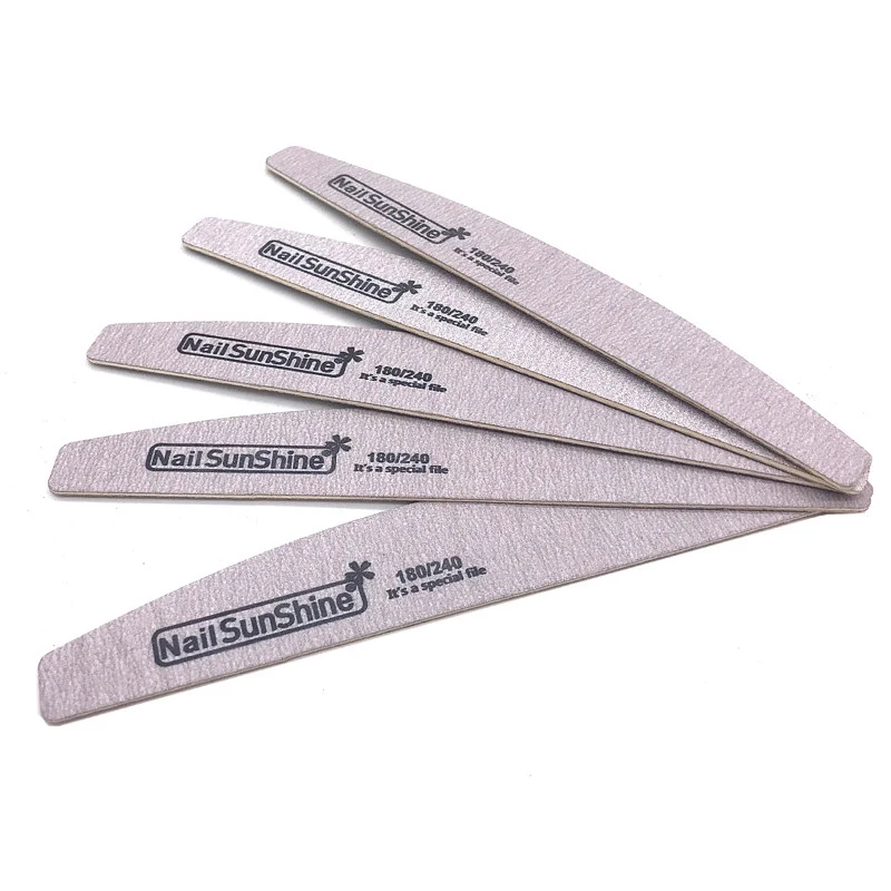 5 Pcs/Lot Grey Nail Sunshine 180/240 Nail Files Sanding Banana Buffer Blocks Wood Limas Pedicura Manicure Gel Nail Polish Set