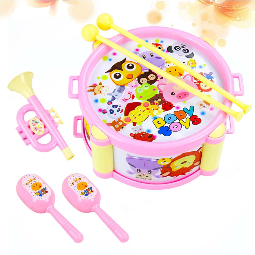 1 Set of Beat Drums Toy Creative Kid Musical Instruments Toy for Baby Kid Child (Pink)