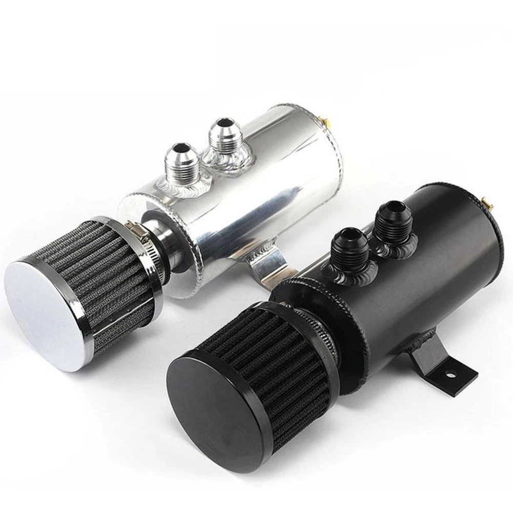 Oil Catch Can Tank with Breather Filter Aluminium 10 AN Round 750ml Brushed Baffled Universal Separator Bracket HS03