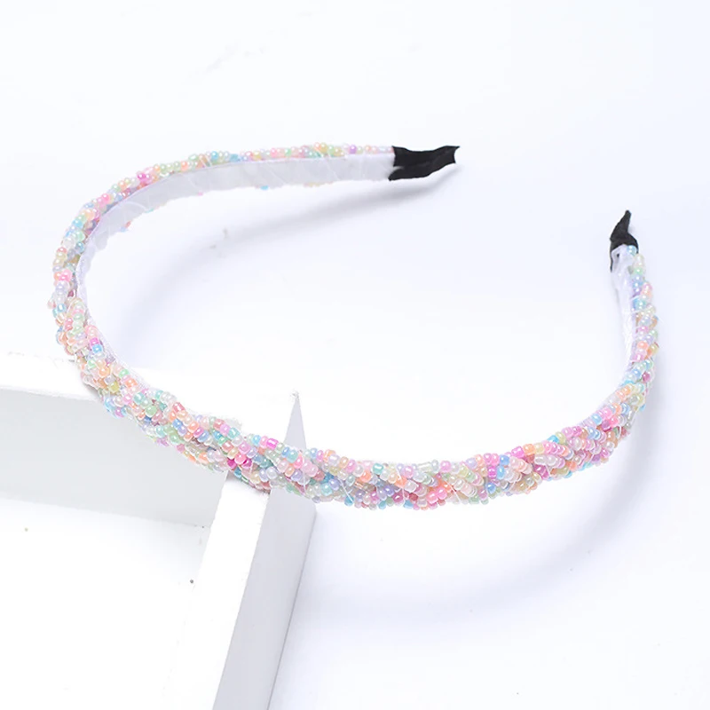 ddmysmile Crystal Beaded Simple Handmade Headbands Braid Hairbands For Women Girls Hair Accessories Smile