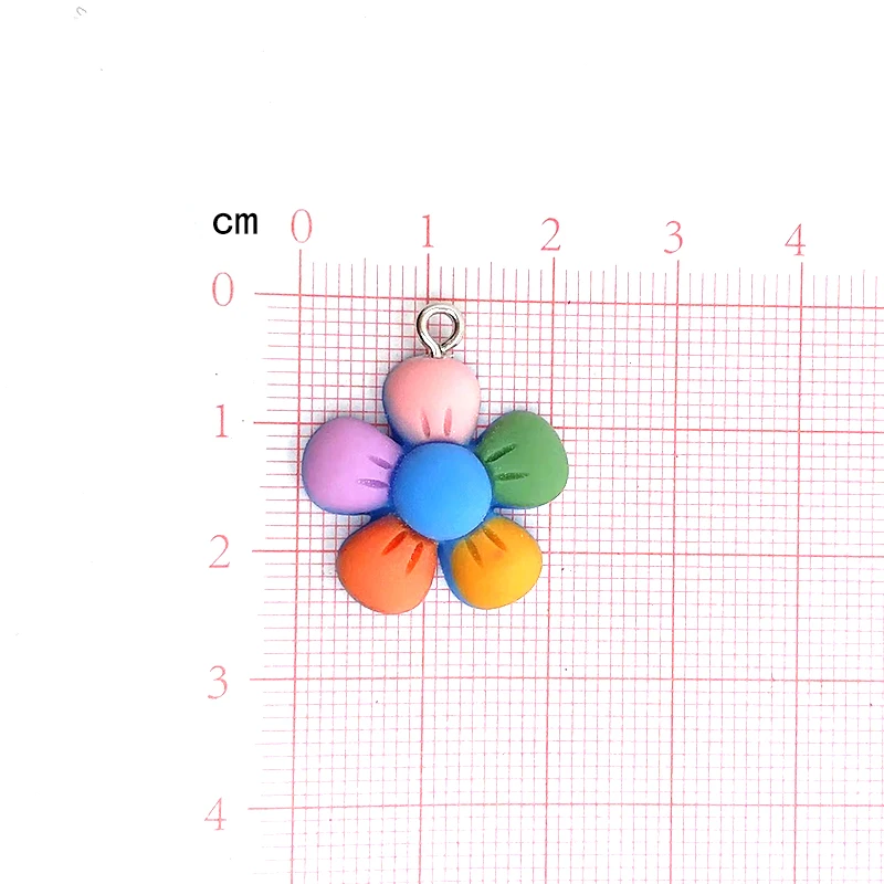 Colored 10pcs Korea Resin Five Petaled Flower Earring Charms DIY Pendants Accessory For Keychain Hair Rope Cute Jewelry Make smile