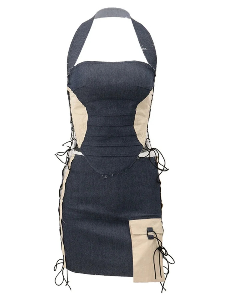 Top and Skirt Set Bandage Night Club Outfit Halter Festival Vintage Sexy Splice Two Peice for Women Matching Sets 240326