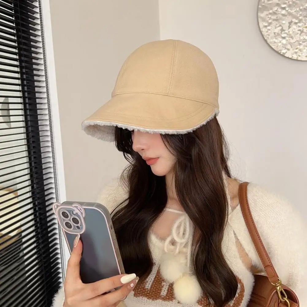 Autumn Hat Stylish ddmysmile Winter Cold-Proof Women Baseball Hat Double Sided Headwear Autumn Winter Hat Sunscreen Smile