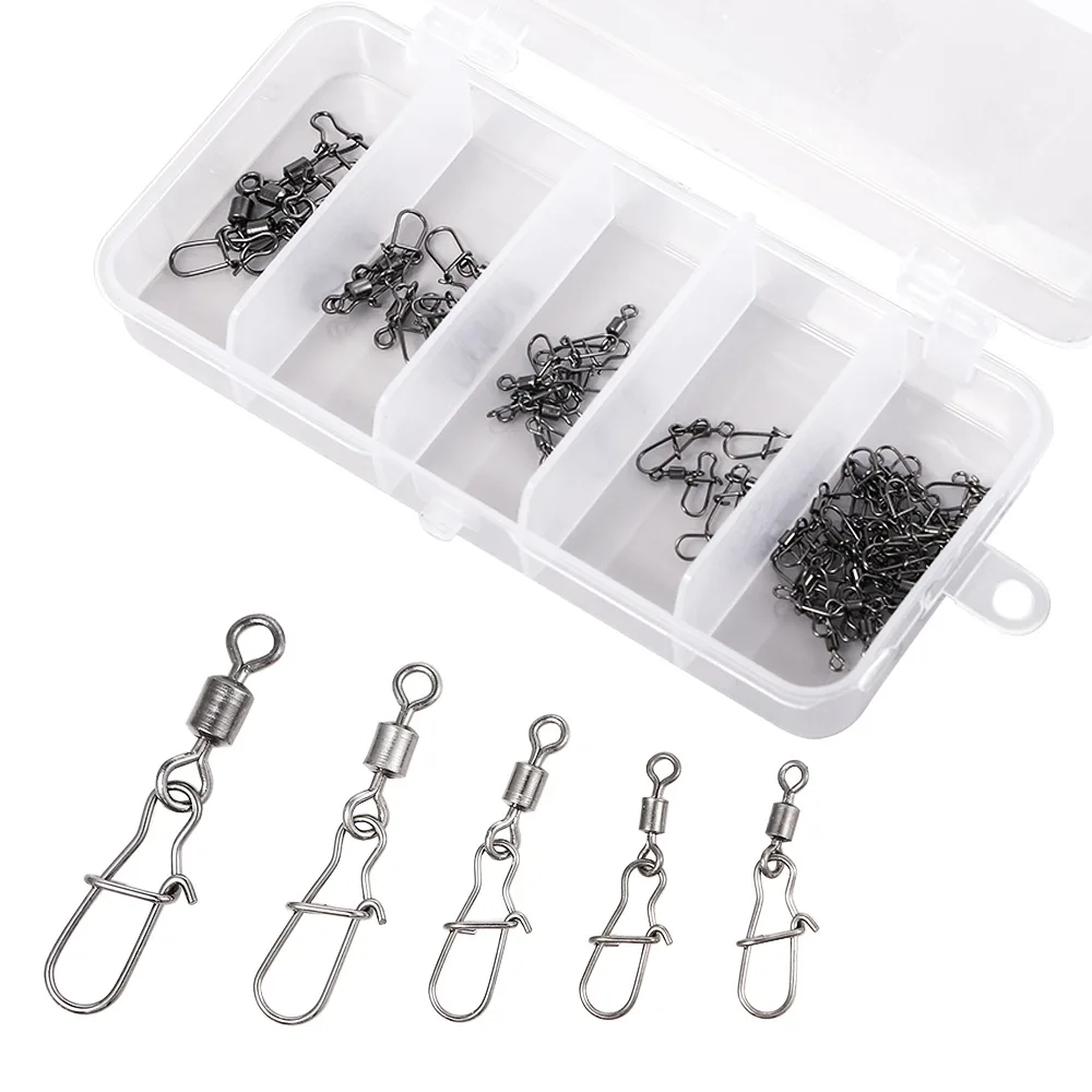 Set Fishing Connector 50/100/200Pcs Swivels Interlock ddmysmile Pin Snap Rolling Swivel For Fishhook Lure Carp Fishing Accessories Smile