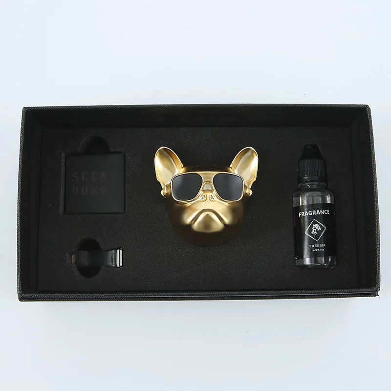 Air Car Creative Bulldog Freshener perfume Automobile Interior Perfume Clip Fragrance Ornament Car Accessories Gift Box Car Deco smile