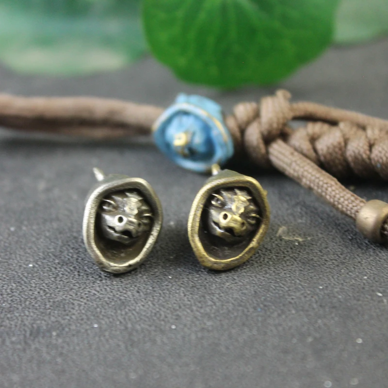 Brass Civet Cat Assassin Knife Bead DIY Umbrella Rope Lanyard Pendant Woven Paracord Bracelet Accessories Outdoor EDC Tool Parts