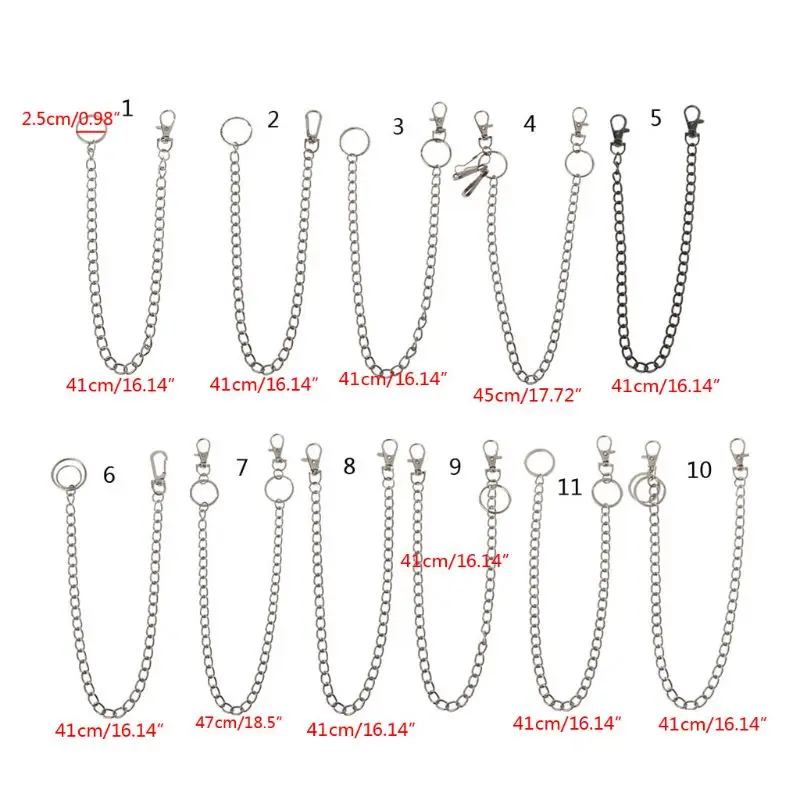 16" Waist Pants Punk Chain Belt Wallet Chain Hip Hop Pocket Chain for w/ Keyring Waist Chain Anti-lost for KEY Chain for smile 16" w/