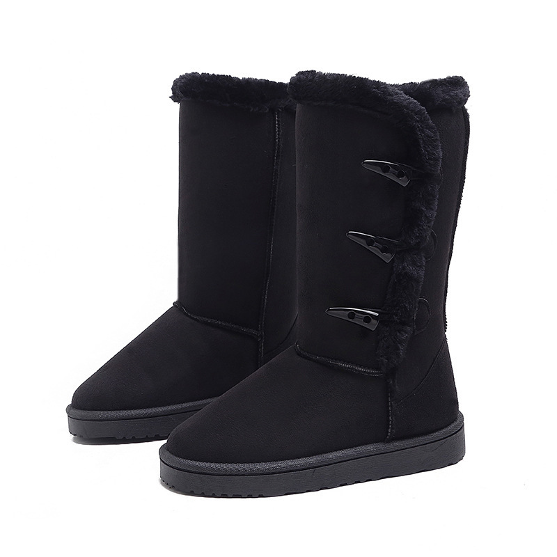 designer boot Cross border winter velvet fashion snow boots for women's warm and non slip cotton shoes with cow horn buckle for foreign trade 78f