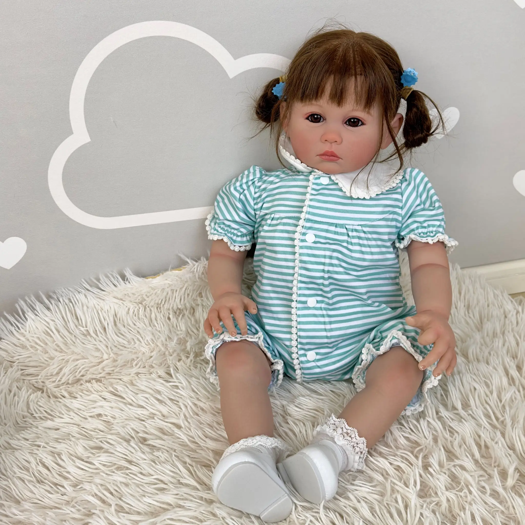 Girl Toddler 24Inch Reborn Julieata Soft Cloth Body Rooted Hair High ddmysmile Quality Hand Painted Doll 3D Skin Smile