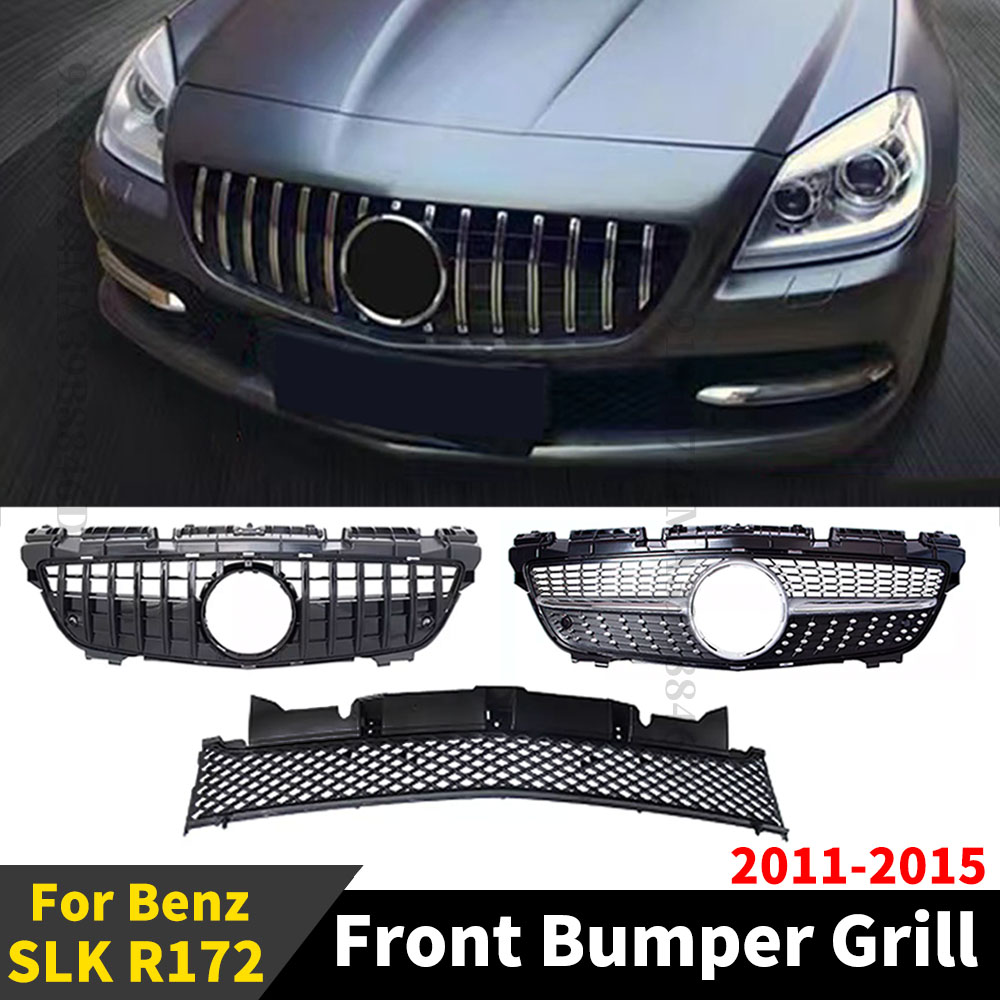 Perfect Match Front Hood Grille Mesh Racing Grill Grid Tuning Accessories For Mercedes Benz SLK R172 2011-2015 Diamond GT Style