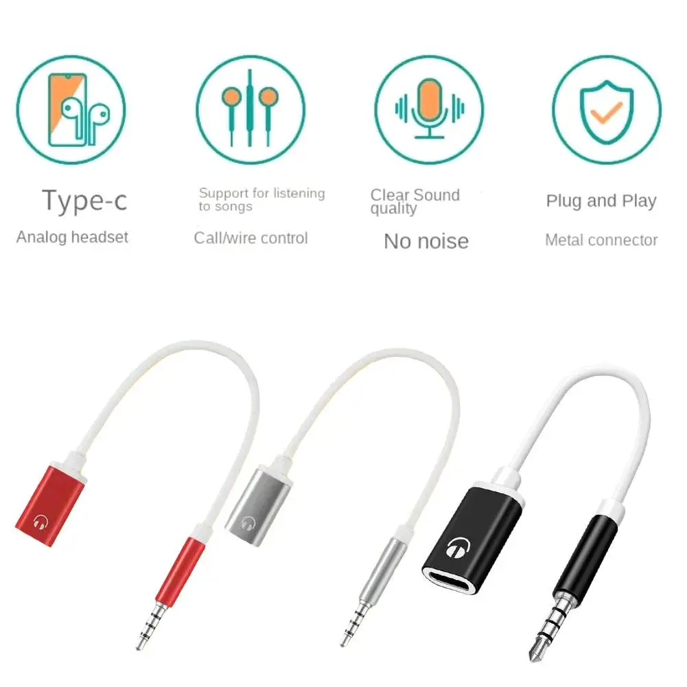 3.5mm Male To Type-c Female Headphone Aux Cable Converter Round Head Earphone Audio Adapter Cable 3 Color