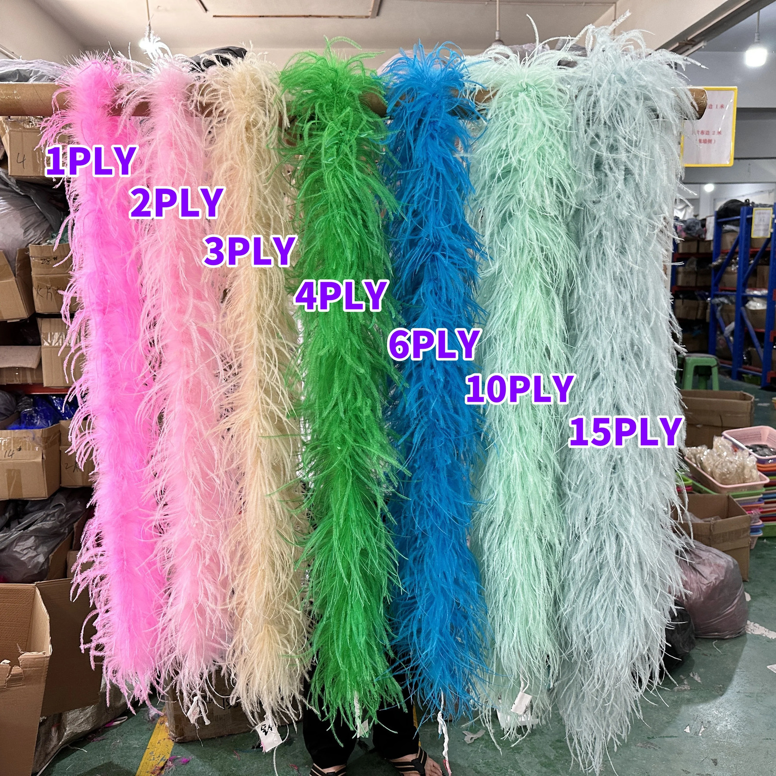 2 3 4 6 10 Ply multi-color ostrich feather Boa 2-meter ostrich feather shawl for party womens clothing DIY decoration scarf 241108
