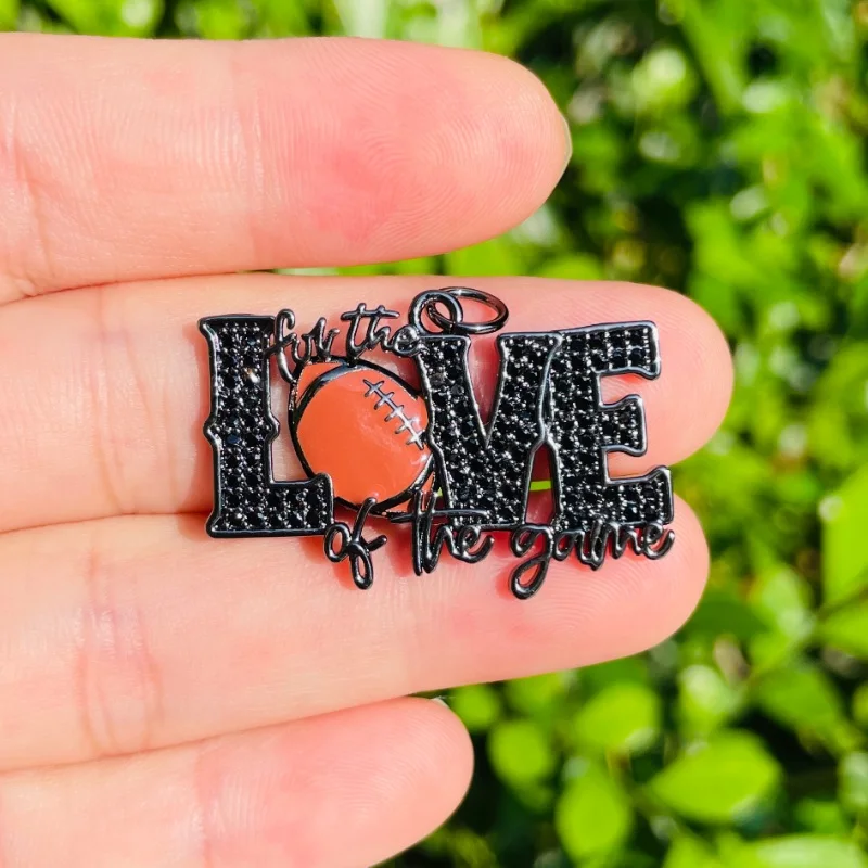 5pcs American Football FOR THE LOVE OF THE GAME Word Charms Pendants for Women Bracelet Necklace Making Girl Jewelry Accessories