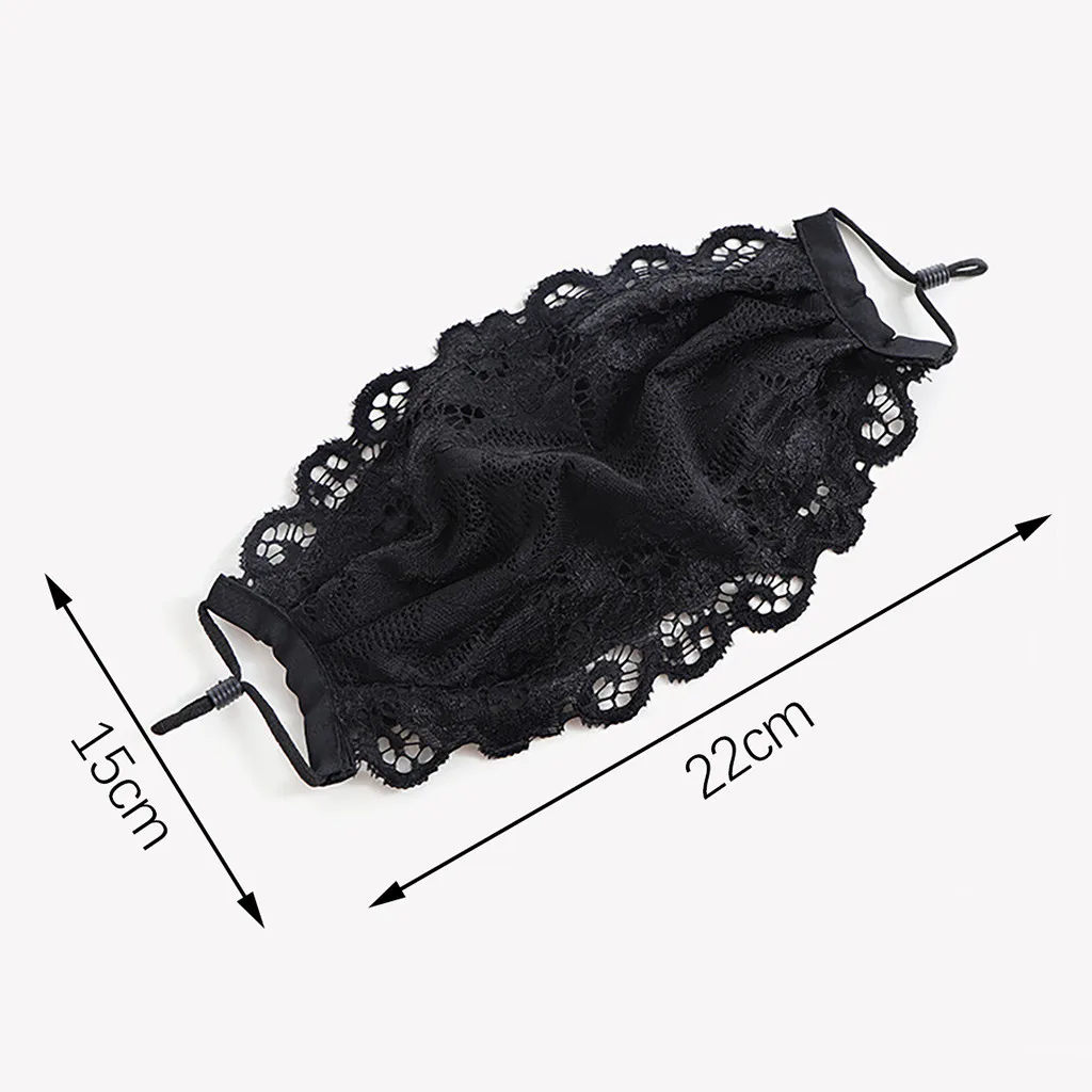 Masks Single Face Ladies Layer Black Embroidery Lace Adjustable Mesh Thin Breathable Washable Reusable Halloween Cosplay Mask smile