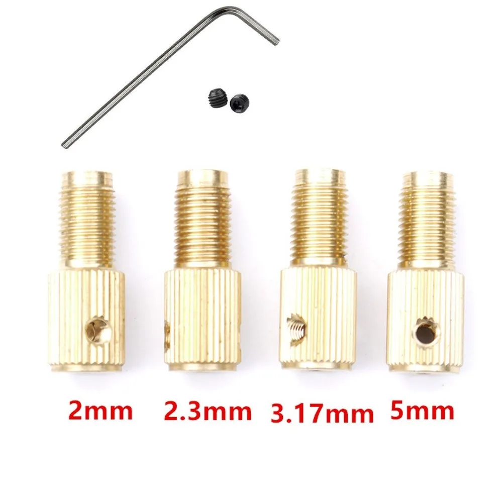 Bits Self-Tightening Drill Collet Chuck Set Brass Clamp Connecting Rod M8-2/2.3/3.17/5mm Adapter Wrench Screw Shaft Core smile