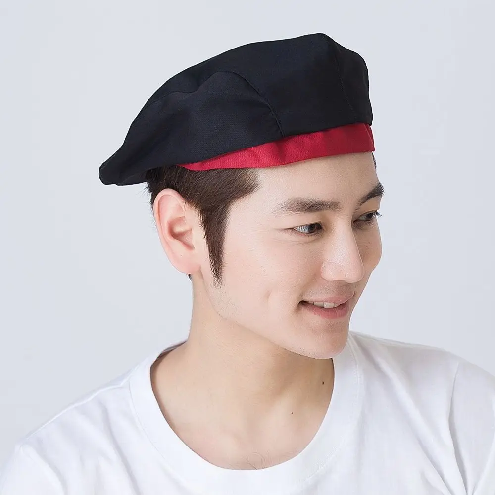 Hat Beret Waiter Cowgirl Cap Breathable Net Chef Hat Front Hat Catering Milk Tea Baking Men Women smile