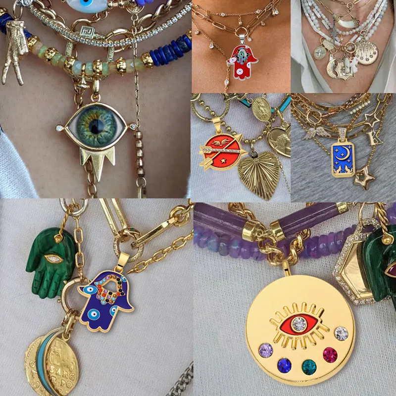 Blue Crystal Turkish Charms Evil Eye Pendants For Jewelry Making Findings DIY Designer Necklaces Earrings Supplies Accessories smile