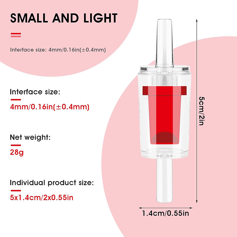 5PCS/1pack Red Clear Air Check Valve - Non-Return One Way Check Valve For Aquarium Air Pump Fish Tank Aerator