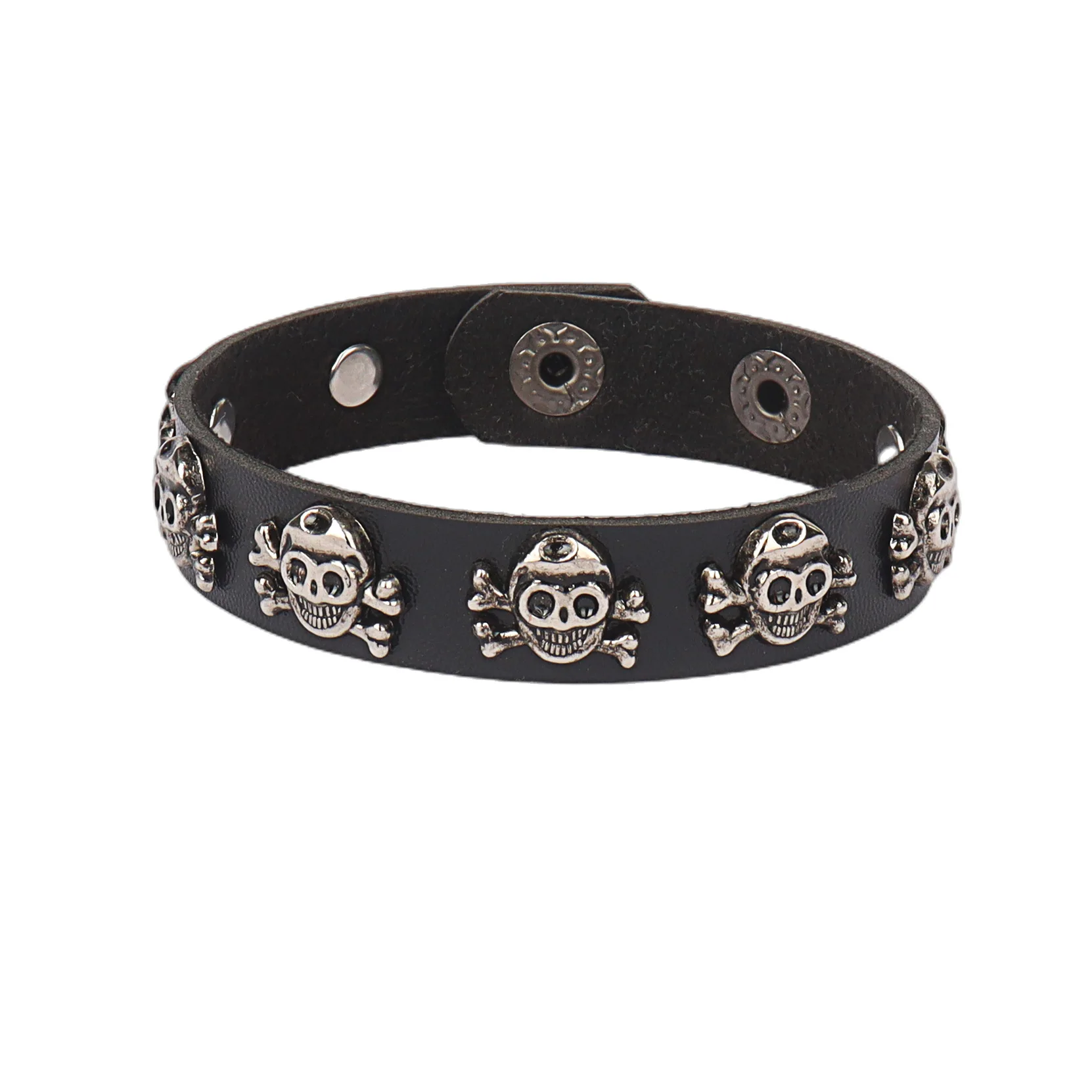 Leather DIEZI Punk PU Goth Wrap Bracelet Women Men Vintage Haruku Star Skull Rivet Chain Bracelet ddmysmile Bangles Halloween Jewelry Smile