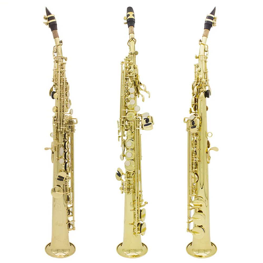 Straight Bb Soprano Saxophone Brass Silver Plated B Flat Sax High Quality Woodwind Instrument With Case Reeds Gloves Accessories