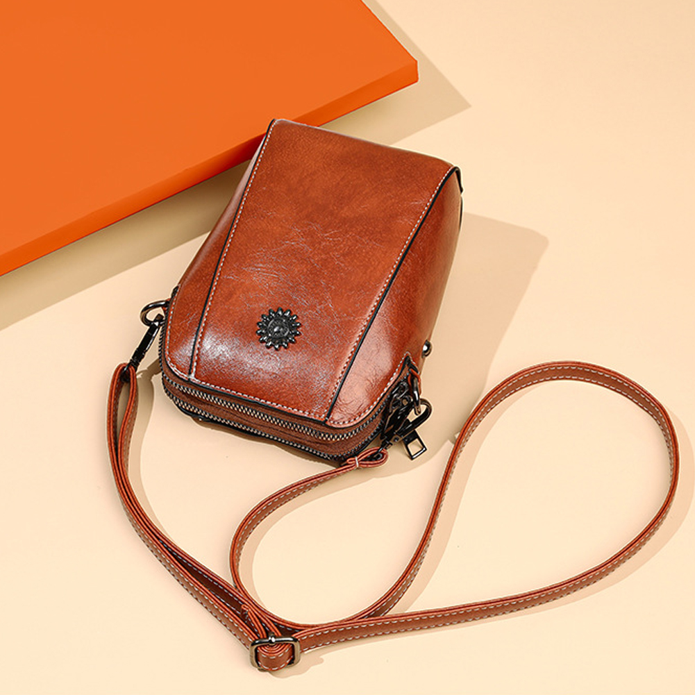 Women's Leather Bag Crossbody Cell Phone Bag Single Shoulder Messenger Purse Large Capacity Casual Crossbody Small Bag