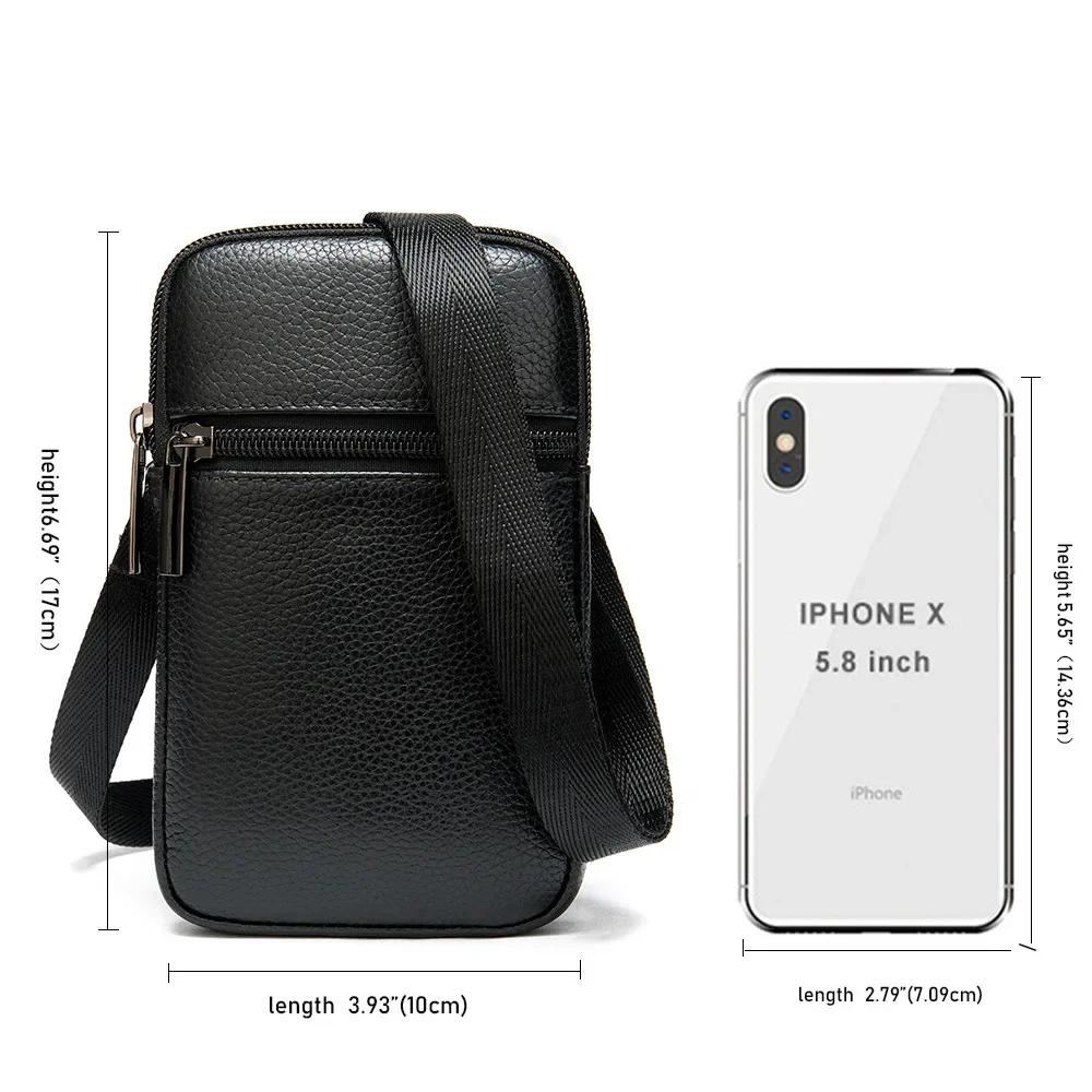 Random Genuine leather mens bag small phone men's Crossbody shoulder male waist luxury messenger s for But