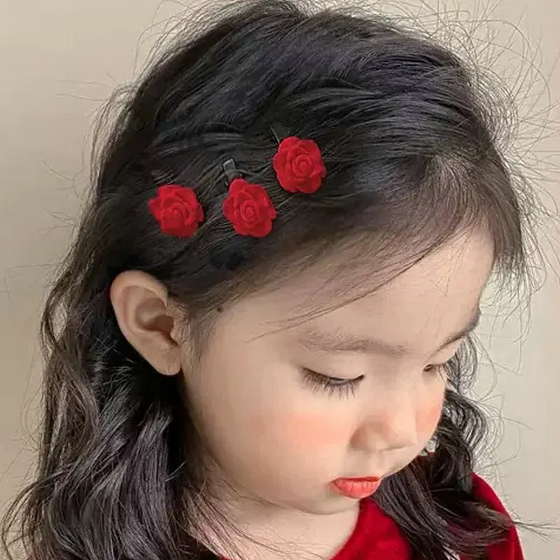 Hairpins Flower Red Rose Clip Rose Hair ddmysmile Clips Fringe Clip Retro Hairclip Hair Accessories For Women Girls Party Gift Smile